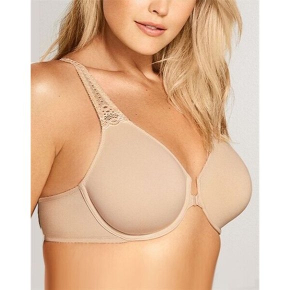 NWT Wacoal 34B Soft Embrace Lace Detail Front-Close Bra 851311 Beige 111027